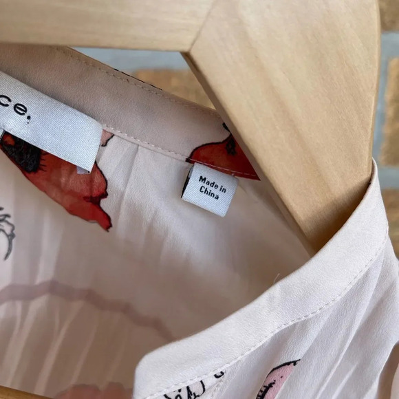 Vince Tossed Poppy Pleated Blouse small - Picture 6 of 10